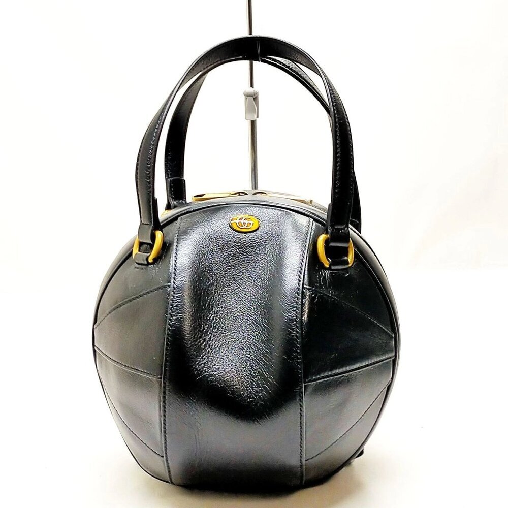 Gucci Hand Bag Black Leather 796-070325